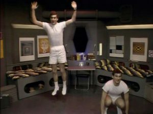 Two Rimmers exercising in Red Dwarf