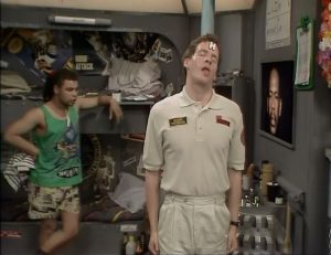 Waking up Rimmer in Red Dwarf Queeg