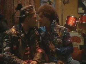 Lister meeting his younger self in Red Dwarf Timelsides
