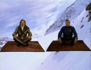Ace and Rimmer on the flying carpets