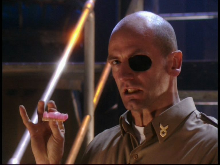 Nicey Ackerman with an eye patch from Red Dwarf